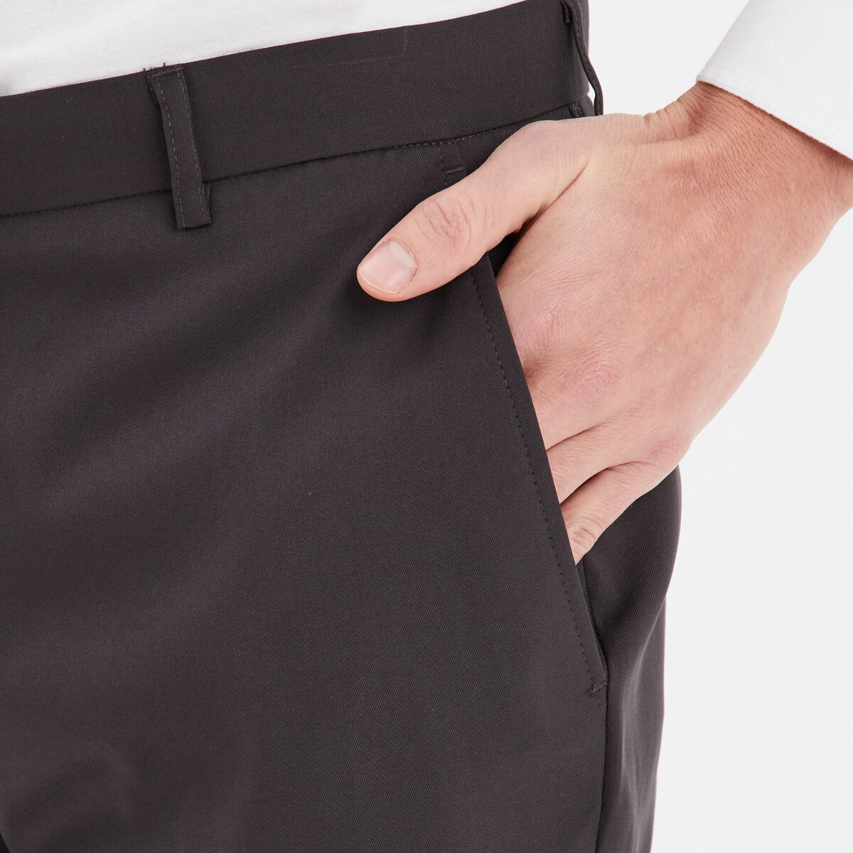 Pantalon droit avec pinces gris foncé homme