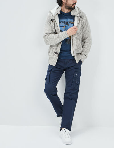 Gilet à capuche doublée polaire ivoire homme
