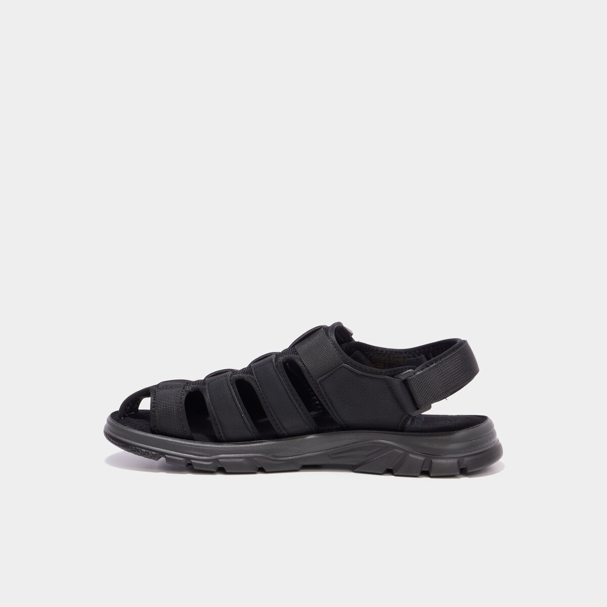 Sandales &agrave; scratchs avec bout rond noir homme