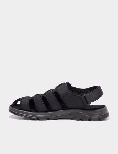 Sandales &agrave; scratchs avec bout rond noir homme