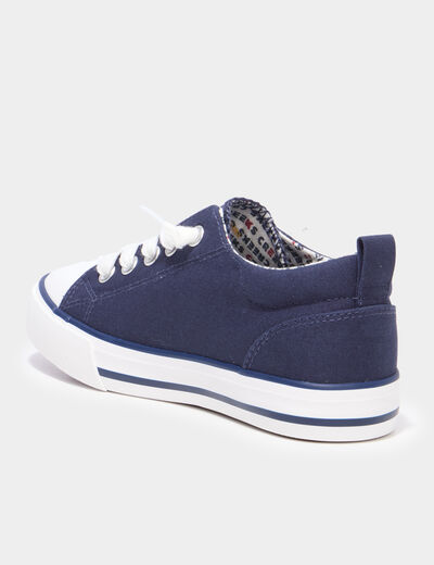 Tennis basses toile lacets bout renforc&eacute; bleu marine gar&ccedil;on