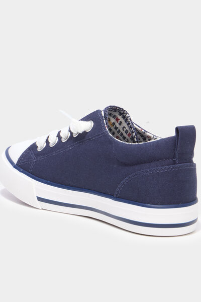 Tennis basses toile lacets bout renforc&eacute; bleu marine gar&ccedil;on
