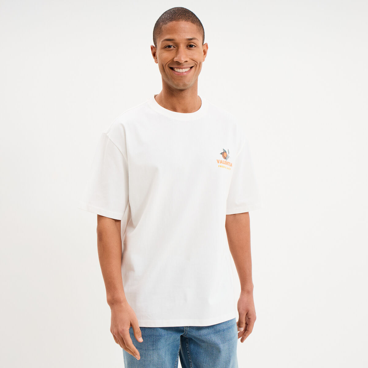 T-shirt relax manches courtes coton blanc homme