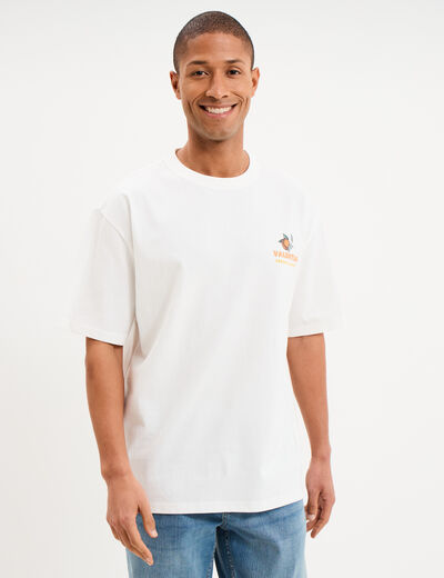 T-shirt relax manches courtes coton blanc homme