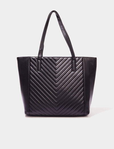 Sac cabas détail matelassé noir femme