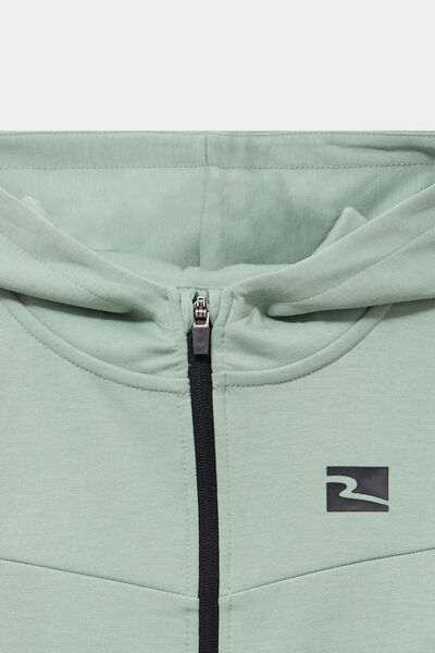 Sweat zipp&eacute; &agrave; capuche vert pastel gar&ccedil;on