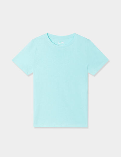 T-shirt en coton manches courtes bleu turquoise garçon