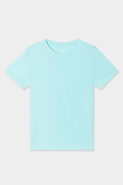 T-shirt en coton manches courtes bleu turquoise gar&ccedil;on