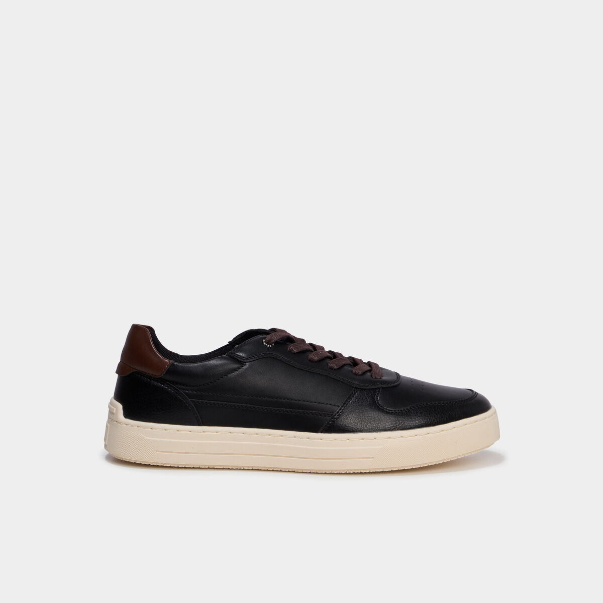 Baskets &agrave; lacets bi-mati&egrave;res noir homme
