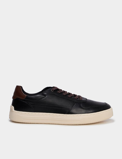 Baskets &agrave; lacets bi-mati&egrave;res noir homme