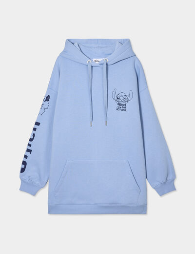 Sweat hoodie oversize à capuche Stitch bleu femme