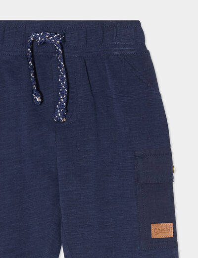 Pantalon battle taille élastiquée coton bleu marine bébé garçon