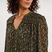 Blouse col tunisien manches longues vert kaki femme