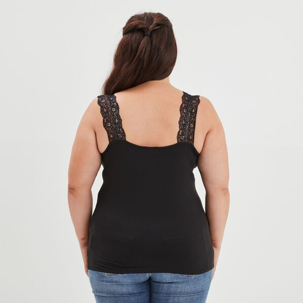 Débardeur bretelles larges col en V noir femme grande taille