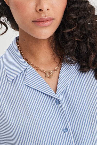 Chemise cropped manches longues nouée bleu ciel femme