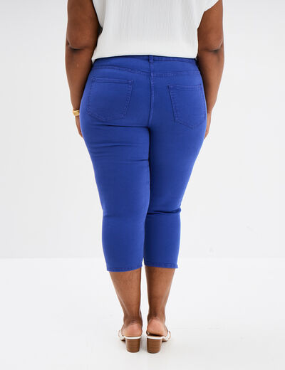 Pantalon corsaire skinny taille haute bleu roi femme grande taille