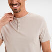 T-shirt col tunisien manches courtes gris clair homme