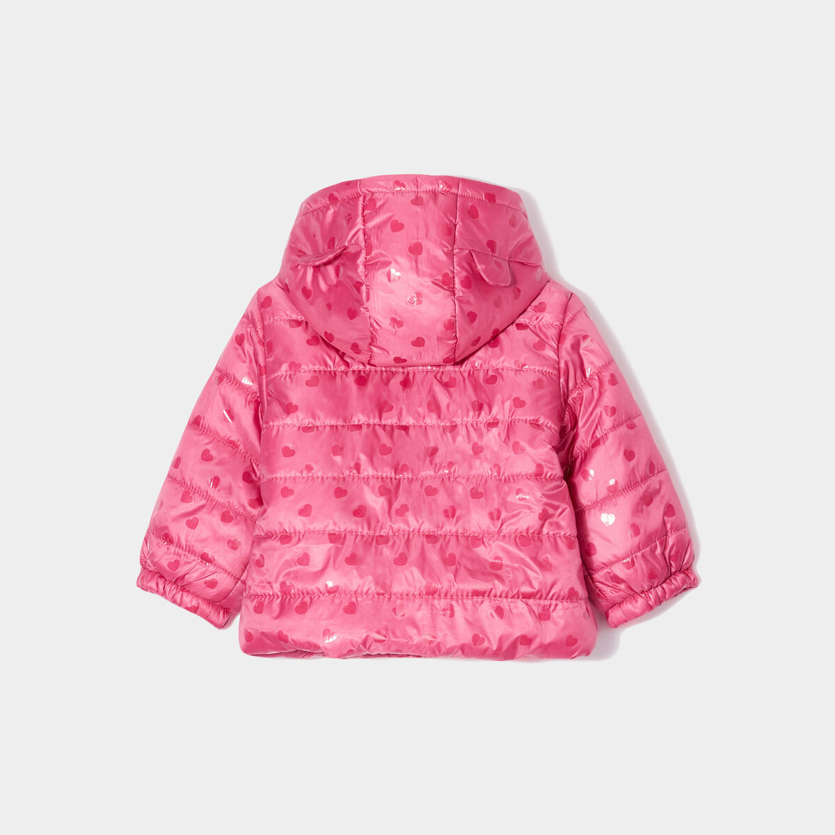 Doudoune oversize zippée à capuche vieux rose bébé fille