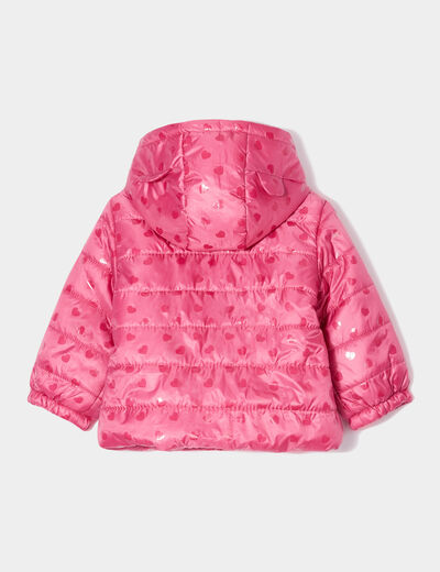 Doudoune oversize zippée à capuche vieux rose bébé fille