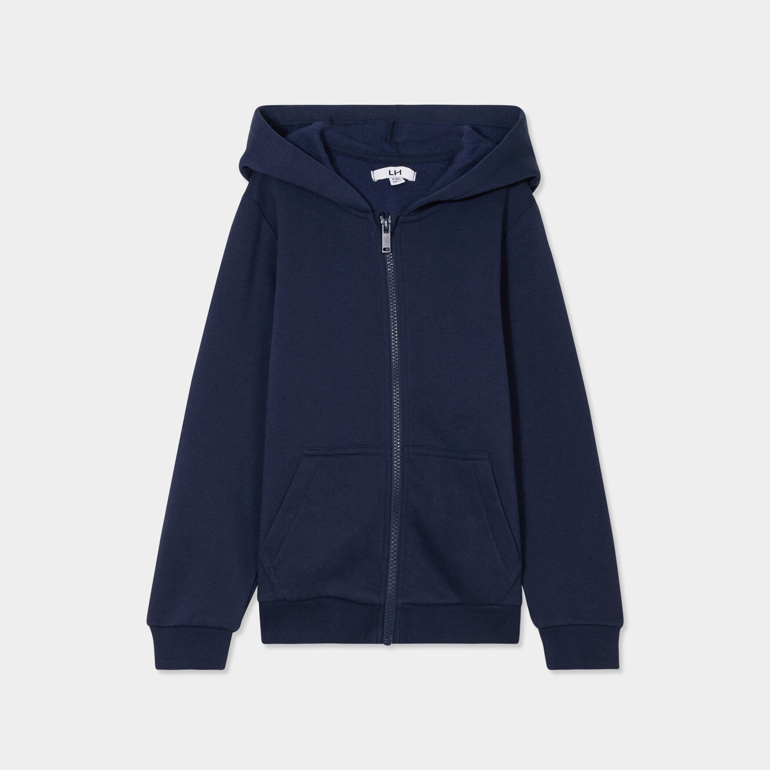 Sweat zippé à capuche molleton bleu marine garçon LH