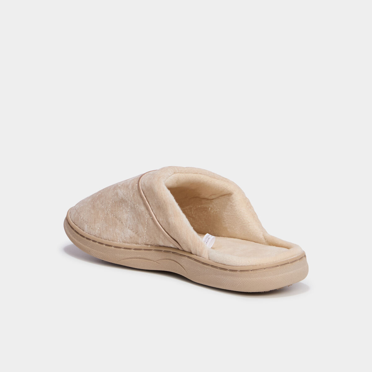 Chaussons mules velours effet matelass&eacute; sable femme