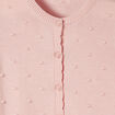 Gilet coton boutonn&eacute; &agrave; bord festonn&eacute; rose clair b&eacute;b&eacute; fille