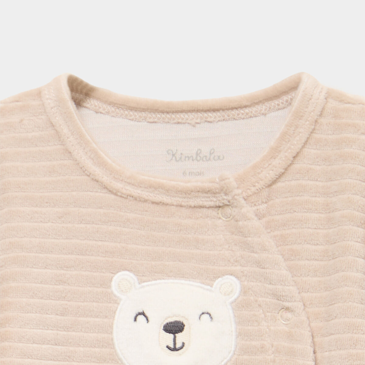 Dors-bien velours manches longues beige b&eacute;b&eacute;