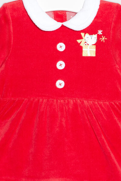 Ensemble pyjama 3 pièces de Noël rouge bébé fille