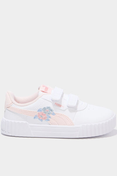 Baskets scratchs Puma Carina 3.0 Floral rose clair fille