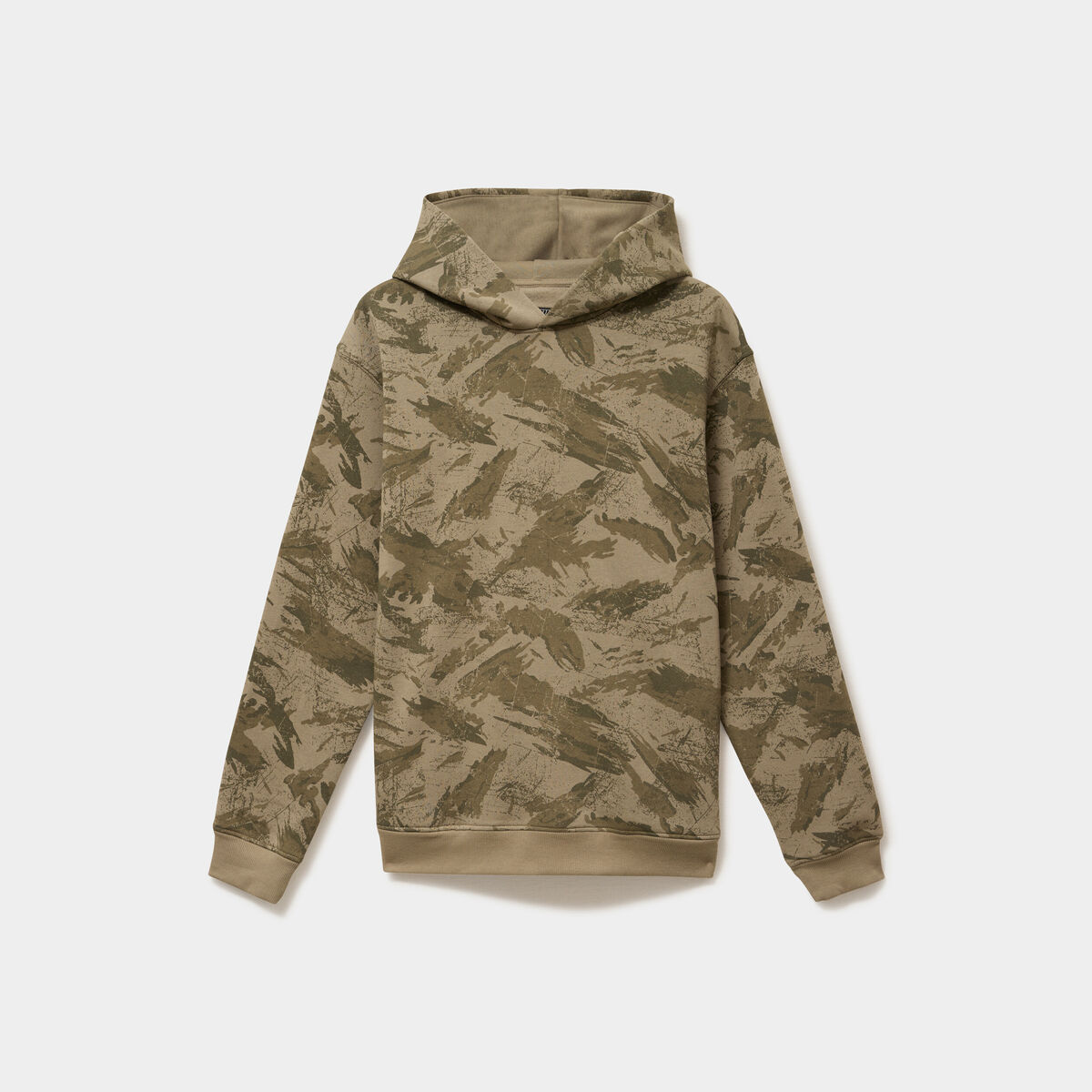 Sweat hoodie &agrave; capuche molleton vert kaki homme