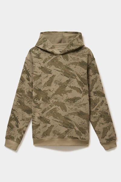 Sweat hoodie &agrave; capuche molleton vert kaki homme