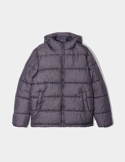Doudoune doublée zippée à capuche gris foncé homme