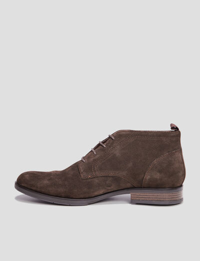 Boots à lacets en cuir marron homme