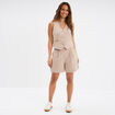 Short large avec pinces beige femme