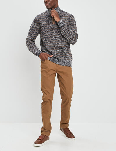 Pull avec col montant gris foncé homme