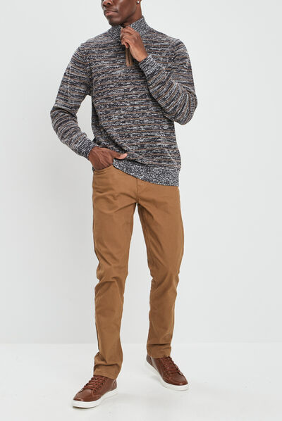 Pull avec col montant gris foncé homme