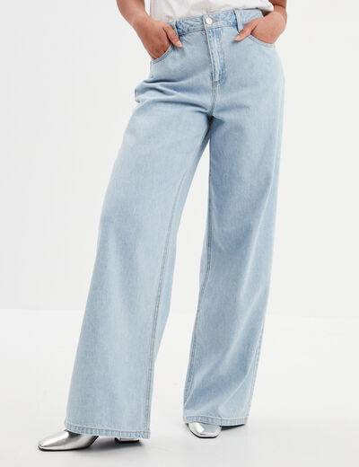 Jeans extra wide leg taille haute Creeks denim triple stone femme