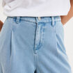 Jeans wide leg &agrave; pinces denim triple stone femme