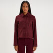 Veste paletot en su&eacute;dine boutonn&eacute;e violet fonc&eacute; femme