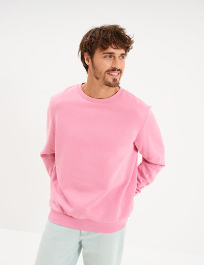 Sweat molleton col rond rose homme