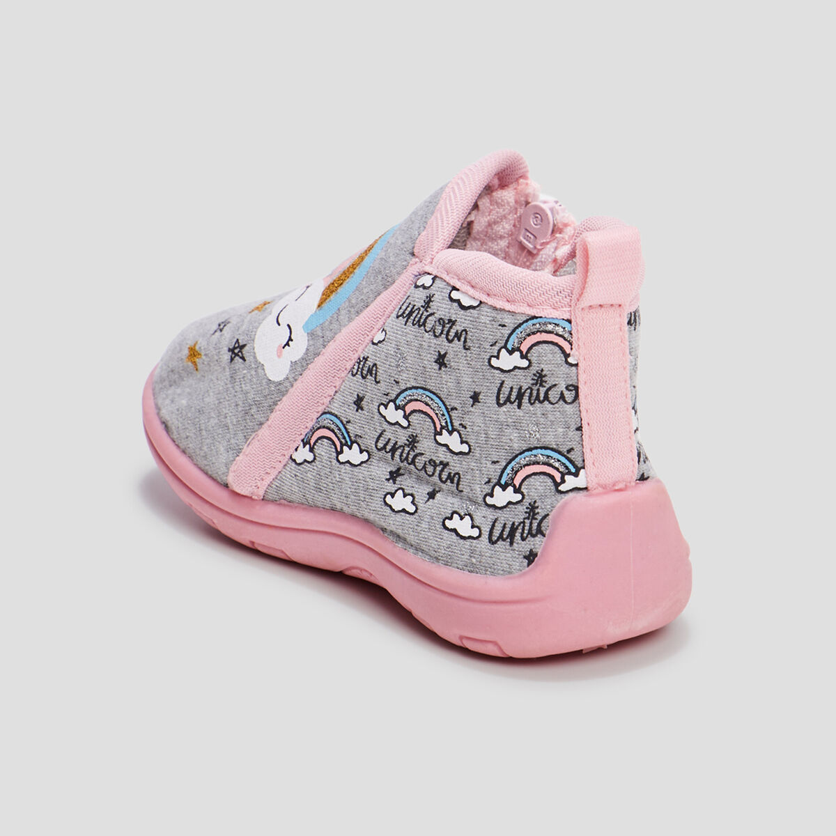 Chaussons bottillons gris b&eacute;b&eacute; fille