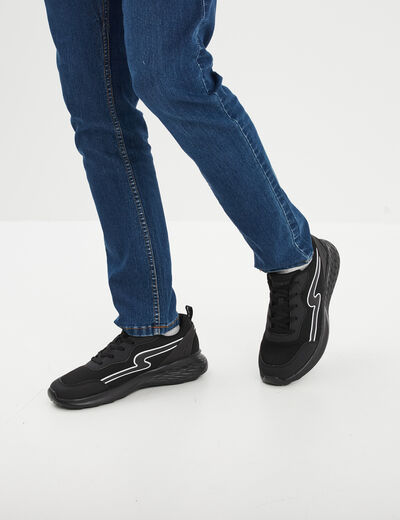 Baskets running à lacets noir homme