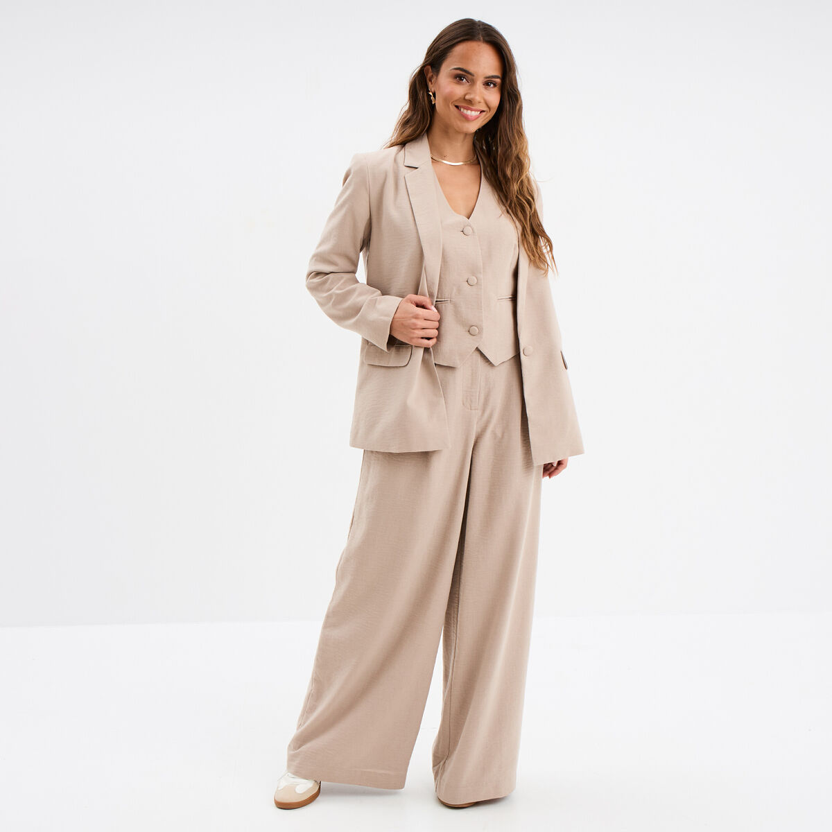 Veste blazer droite beige femme