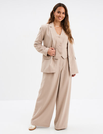 Veste blazer droite beige femme