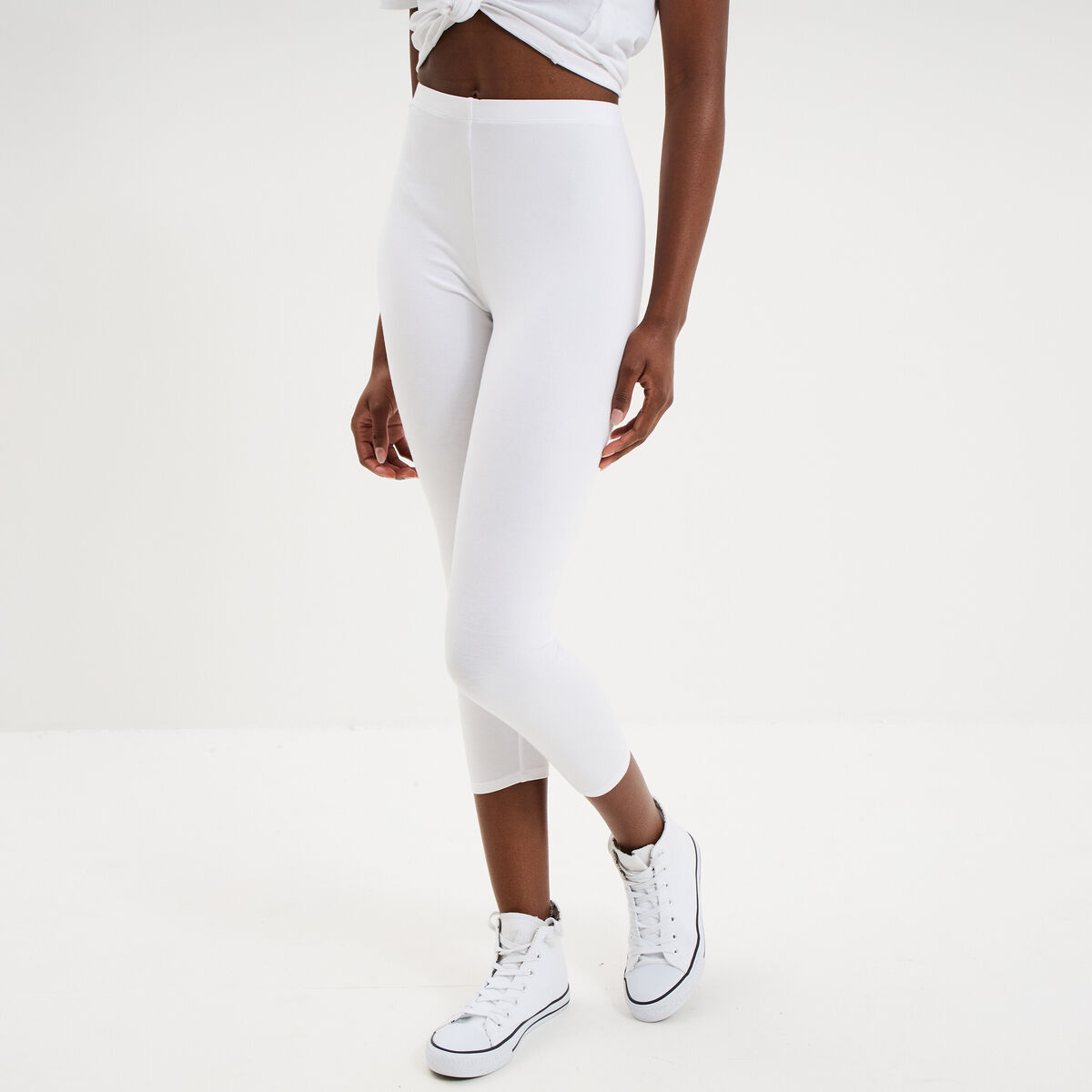 Legging &eacute;lastiqu&eacute; 7/8&egrave;me blanc femme