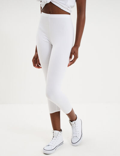Legging &eacute;lastiqu&eacute; 7/8&egrave;me blanc femme