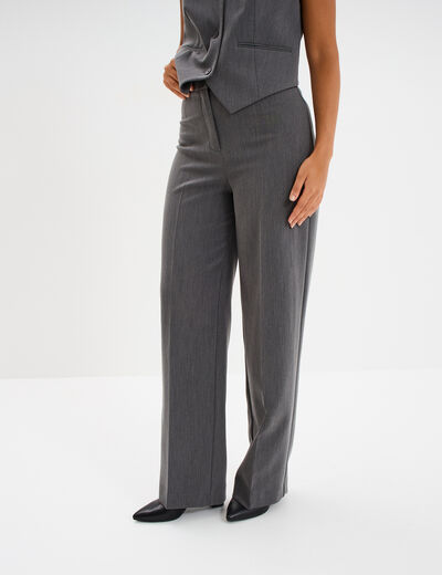 Pantalon droit avec pinces gris foncé femme