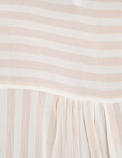 Blouse col en V manches courtes beige femme grande taille