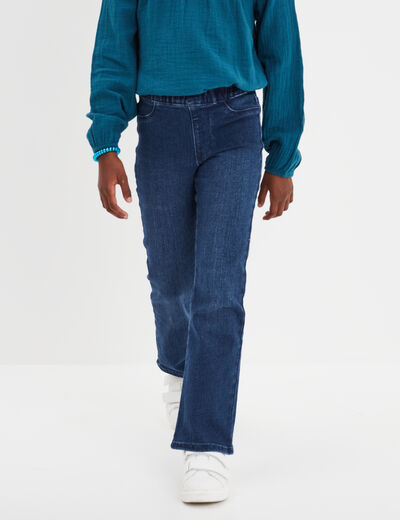 Jegging flare taille élastiquée bleu fille