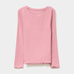 T-shirt côtelé manches longues coton vieux rose fille